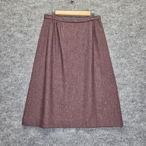 Vintage Skirt Women 14 Brown Wool Tweed A-Line Midi Lined High Waist Zip 80s USA